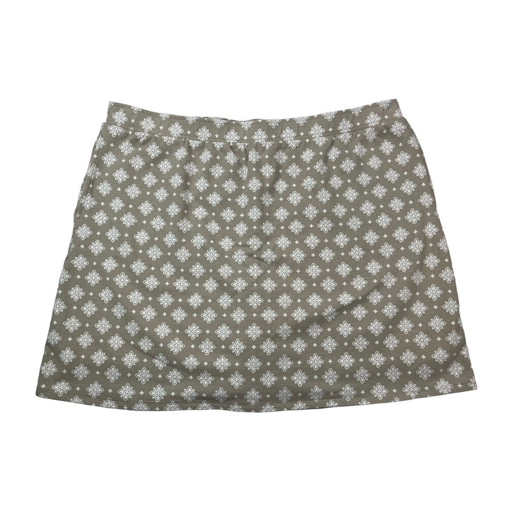 D&Co Denim & Co Active Womens XL XLARGE Floral Stretch Elastic Waist Skirt Skort